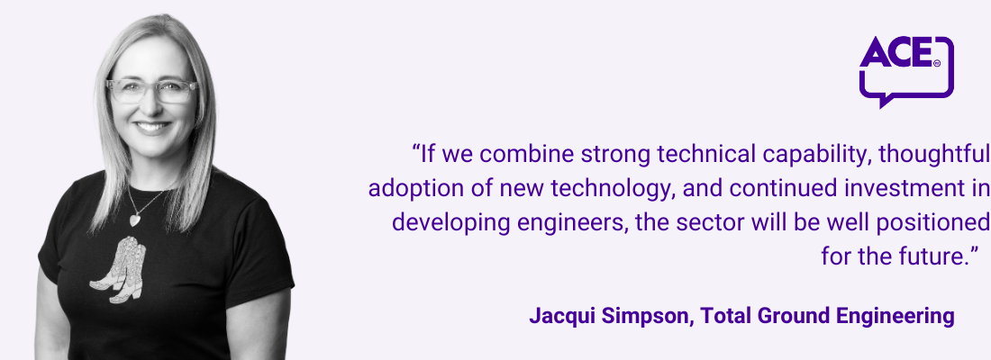 Jacqui Simpson, shoulder length blonde hair, glasses, smiling.