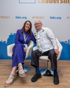Helen Davidson with Nobel Prize winner Lech Wałęsa.