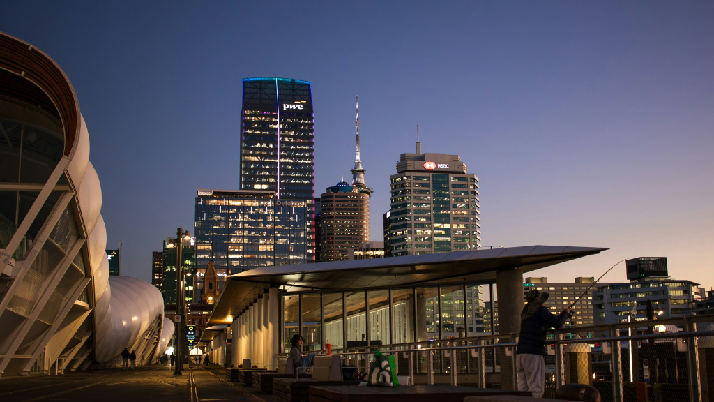 Auckland city at twilight